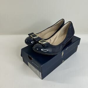 Cole Haan Grand OS Emory Bow Wedge Women’s 8 B Navy Leather Shoes